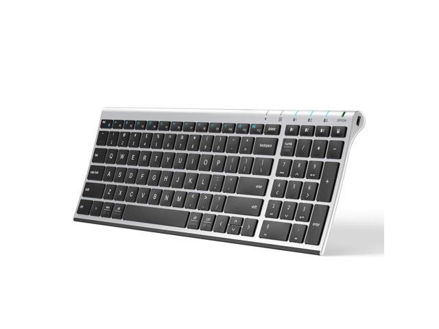 iClever BK10 Bluetooth Keyboard, Multi Device Wireless Keyboard Rechargeable Bluetooth 5.1 with Number Pad Ergonomic Design Full Size Stable.