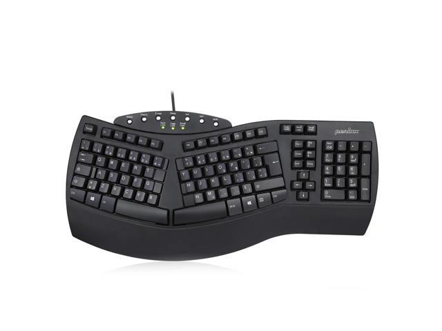 Periboard-512 Wired Ergonomic Natural Split Keyboard, 7 Multimedia Keys, Black, Canadian French Layout, Qwerty