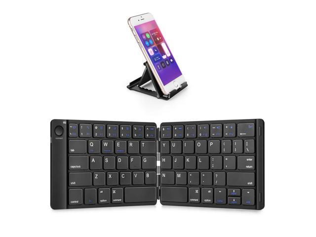 Foldable Bluetooth Keyboard - Portable Wireless Keyboard With Stand Holder, Rechargeable Full Size Ultra Slim Folding Keyboard Compatible Ios.