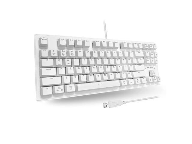 Macally Backlit Mechanical Keyboard for Mac and PC - for Work and Play - TKL Mac Mechanical Keyboard White - Tactile Brown Switches, Crisp White.