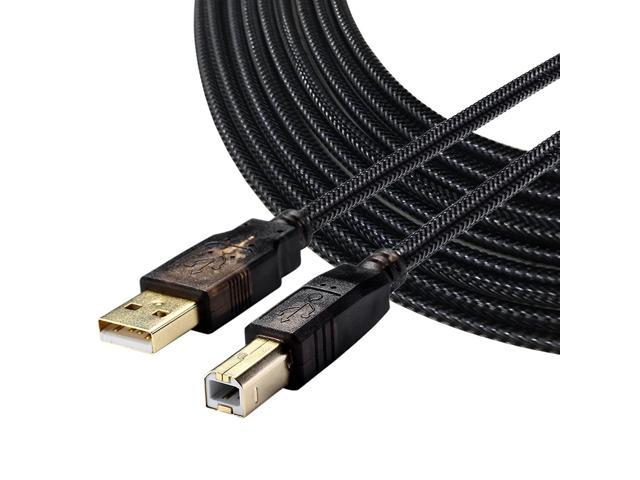 Printer Cable,25Ft High Speed Gold-Plated Nylon Braided Usb Type A Male To B Male For Hp, Canon, Lexmark, Epson, Dell, , Samsung Etc