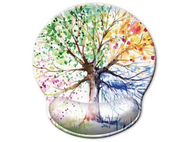 30% Larger Ergonomic Mouse Pad With Gel Wrist Rest Support, Abstract Colorful Tree Of Life Oil Paintings Art Creative Design, Non Slip Pu Base.