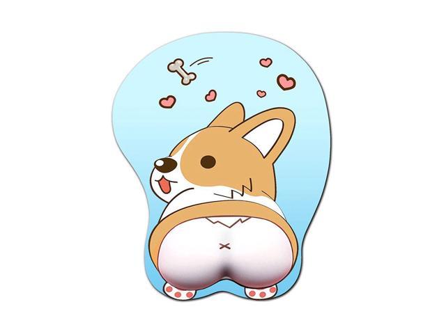 3D Mouse Pad Corgi Mouse Mat Non Slip Silicone Anime Dog Mousepad With Wrist Rest For Office