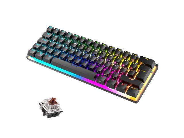 Compact 60% Mechanical Gaming Keyboard With Ergonomic Anti-Ghosting Mini 61 Key Layout Rainbow Rgb Backlight Waterproof Metal Plate Type-C Usb.