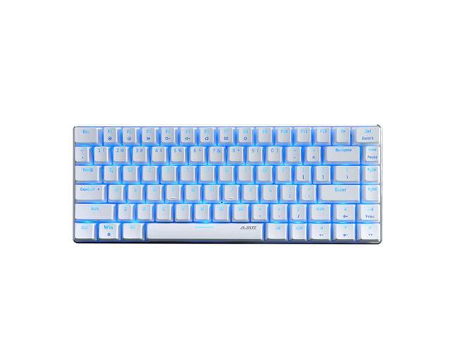 Ak33 Geek Mechanical Keyboard, 82 Keys Layout, Black Switches, Blue Led Backlit, Aluminum Portable Wired Gaming Keyboard, Pluggable Cable, For.