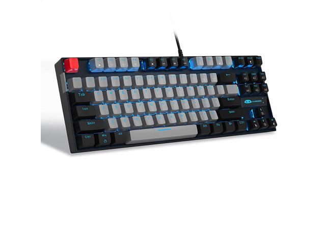Compact 75% Mechanical Gaming Keyboard With Blue Switch, Mk-Star Led Blue Backlit Keyboard, 87 Keys Layout Tkl Wired Keyboard For Windows Laptop Pc.
