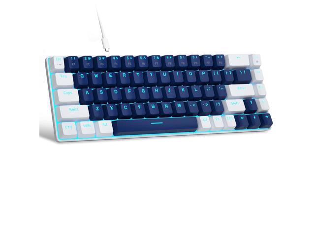 Portable 60% Mechanical Gaming Keyboard, Mk-Box Led Backlit Compact 68 Keys Mini Wired Office Keyboard With Blue Switch For Windows Laptop Pc Mac.