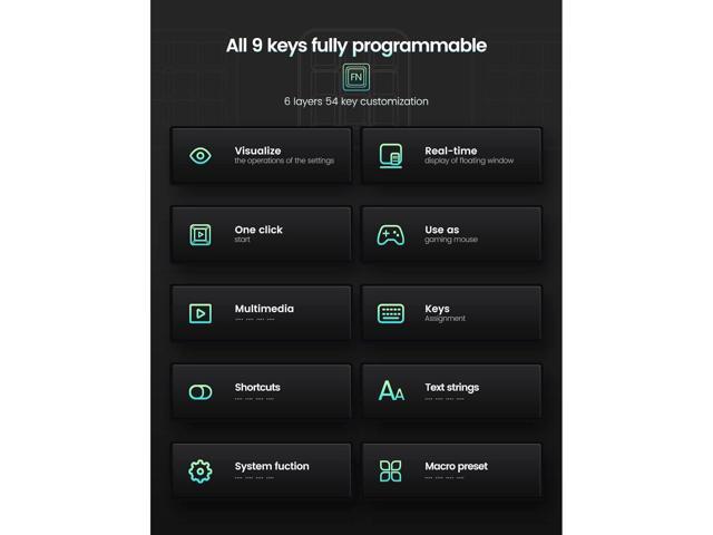 Zell One-Handed Mechanical Keyboard With 9 Fully Programmable Keys Support Nkro, Hotkeys, One-Click Start, Floating Window And Macro...
