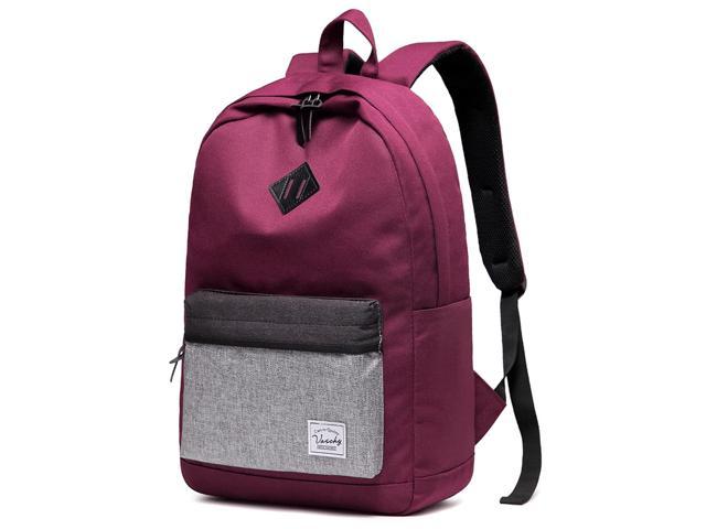 School Backpack For Women, Water-Resistant Classic Lightweight Casual Daypack Travel Rucksack Fits 15Inch Laptop With Water Bottle Pockets Burgundy