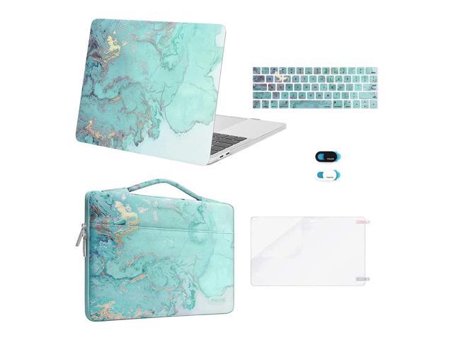 Compatible With Macbook Pro 13 Inch Case 2022-2016 A2338 M1 A2289 A2251 A2159 A1989 A1706 A1708, Plastic Watercolor Marble Hard Case & Bag & Keyboard.