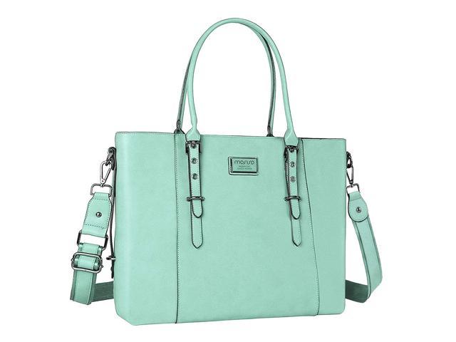 Pu Leather Laptop Tote Bag For Women (15-16 Inch),Mint Green