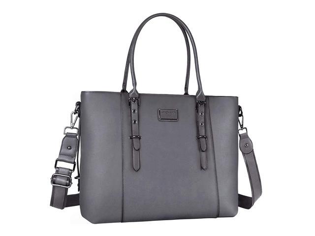 Pu Leather Laptop Tote Bag For Women (17-17.3 Inch),Midnight Green