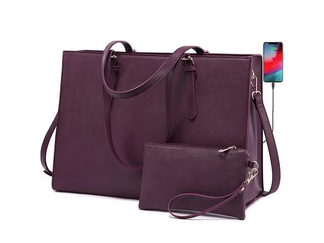 Laptop Bag For Women, Fashion Computer Tote Bag Large Capacity Handbag, Leather Shoulder Bag Purse Set, Professional Business Work Briefcase For.