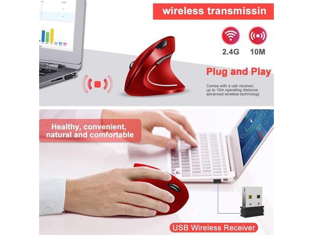Ergonomic Mouse, Rechargeable Wireless Mouse, 2.4Ghz Rechargeable Wireless Vertical Optical Mice With Usb Receiver, 6 Buttons, 800/1200/1600 Dpi,.