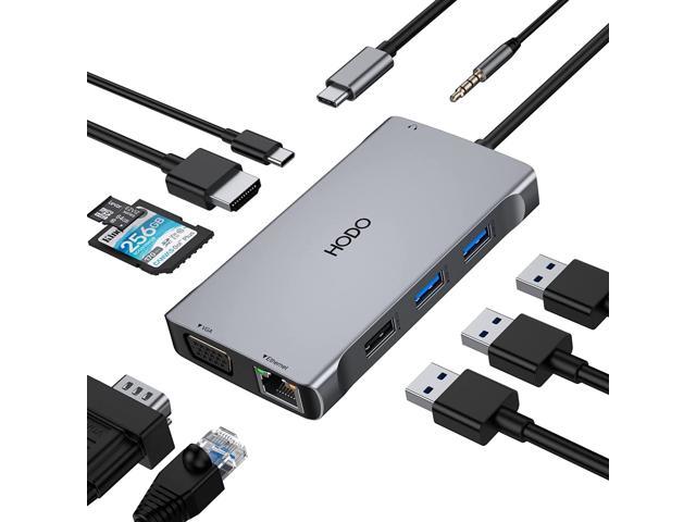 Usb C Hub Adapter,10 In 1 Mac Adapter With Hdmi, Vga, Gigabit Ethernet,3 Usb Ports, Audio,100W Pd, Sd/Tf Card Reader, Usb C Hub Compatible For Macbook.