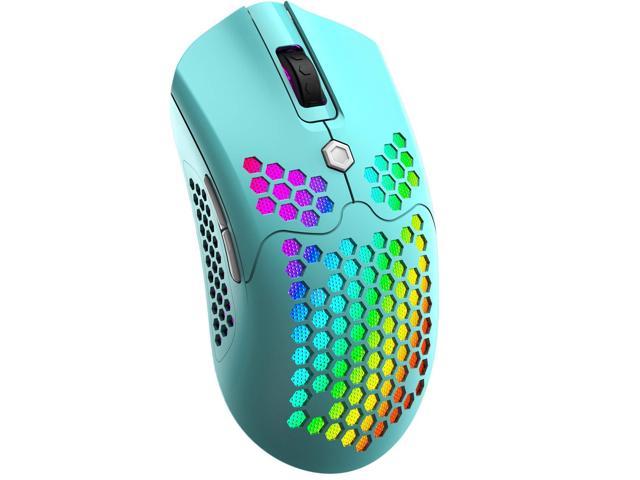 Wireless Gaming Mouse, Two Modes Wireless/Wired Rgb Gaming Mouse With Ultralight Honeycomb Shell, Pixart 3325 12000 Dpi, Rechargeable 800Ma.