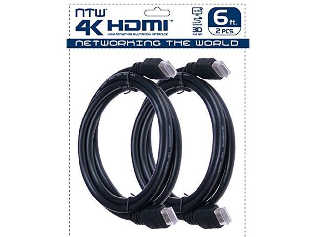 Ntw 6-Feet Ultra Hd 4K High Speed Hdmi Cable With Ethernet, 2-Pack