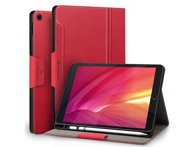 Case For Ipad Air 2/Ipad 6Th/5Th Generation(9.7")/Pro 9.7" With Pencil Holder Vegan Leather Case (Red)