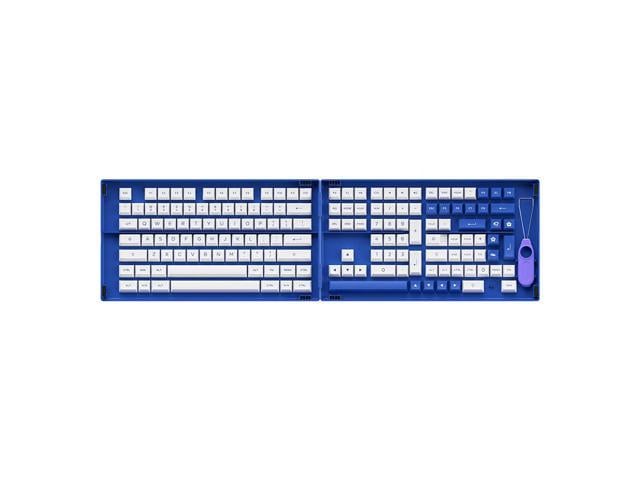 Blue On White 197-Key Asa Profile Pbt Double-Shot Keycap Set For Mechanical Keyboards With Mac And Iso Enter Keys With Collection Box