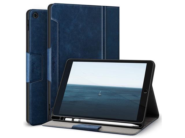 Case For Ipad Air 2/Ipad 6Th/5Th Generation(9.7")/Pro 9.7" With Pencil Holder Vegan Leather Case (Blue)