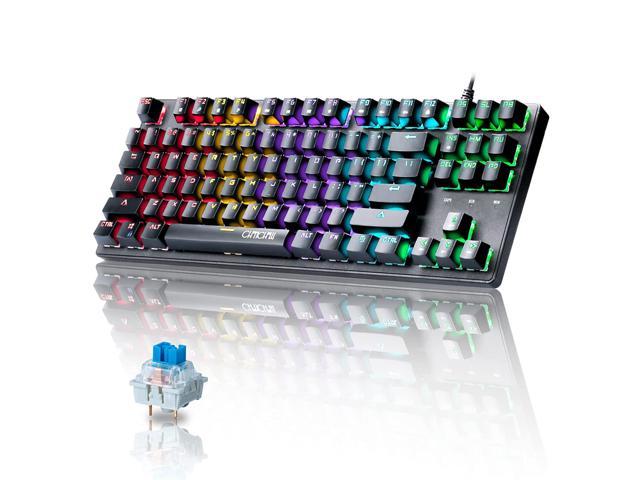 Mechanical Gaming Keyboard 87 Keys Blue Switches Rgb Backlit Changeable Diy 3 Pin Mx Mechanical Red/Black/Brown Switch Compatible With Computer.