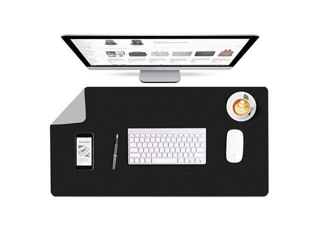 Mouse Pad Desk Mat Keyboard Pad Large Pu Leather Dual Sided Non Slip Extended Waterproof 31.5X15.75Inch -Black & Grey