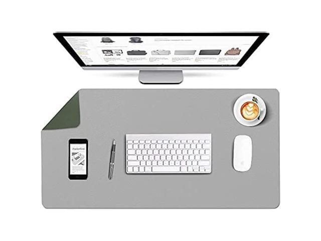 Mouse Pad Desk Mat Keyboard Pad Large Pu Leather Dual Sided Non Slip Extended Waterproof 31.5X15.75Inch - Green & Sliver
