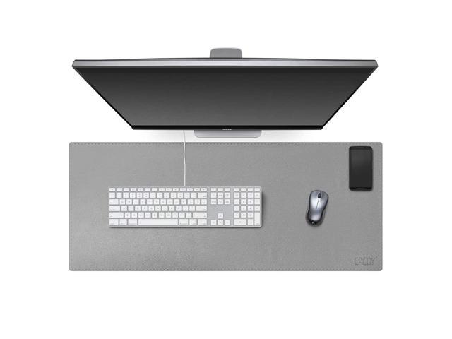 Computer Desk Pad Protecter 100X40Cm Pu Leather Office Desk Mat Non-Slip Smooth Mouse Pad For Desktops And Laptops - Grey