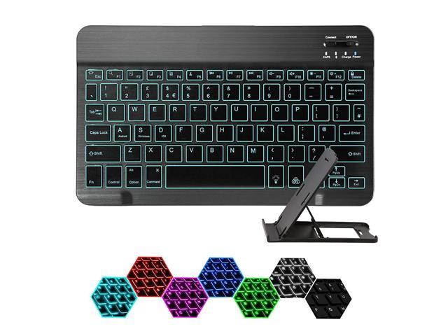 Bluetooth Keyboard, Ultra Slim Backlit Wireless Keyboard, Portable 7-Colors Backlit Rechargeable Keyboard With Stand For Ios (Iphone/Ipad/Ipad.