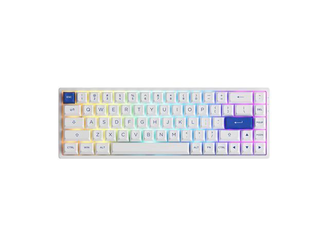3068B Plus Blue White 65% Hot-Swap 2.4Ghz Wireless/Bluetooth/Wired Mechanical Gaming Keyboard With Rgb Backlight, Double-Shot Pbt Keycaps For.