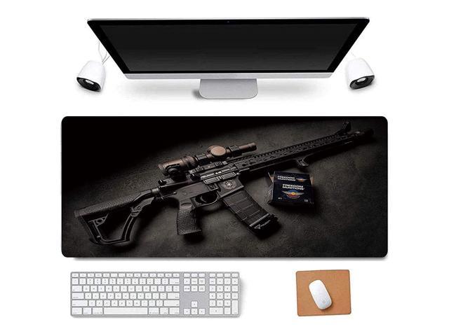 31.5X11.8 Inch Non-Slip Rubber Stitched Edges Extended Large Gaming Mouse Pad Office Keyboard Mouse Mat (Gun Black)