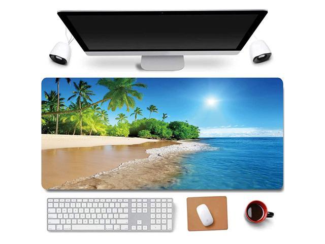 31.5X11.8 Inch Tropical Palm Sea And Beach View Non-Slip Rubber Extended Large Gaming Mouse Pad With Stitched Edges Computer Keyboard Mouse Mat Pc.