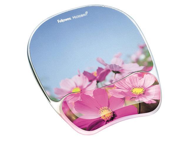 Photo Gel Mouse Pad And Wrist Rest With Microban Protection, Pink Flowers (9179001)