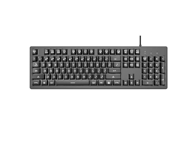 Dks100 Computer Keyboard, Douyu White Backlit Mechanical Feel Membrane Gaming Keyboard, Wired 104 Keys For Gaming Office And Typing, Black