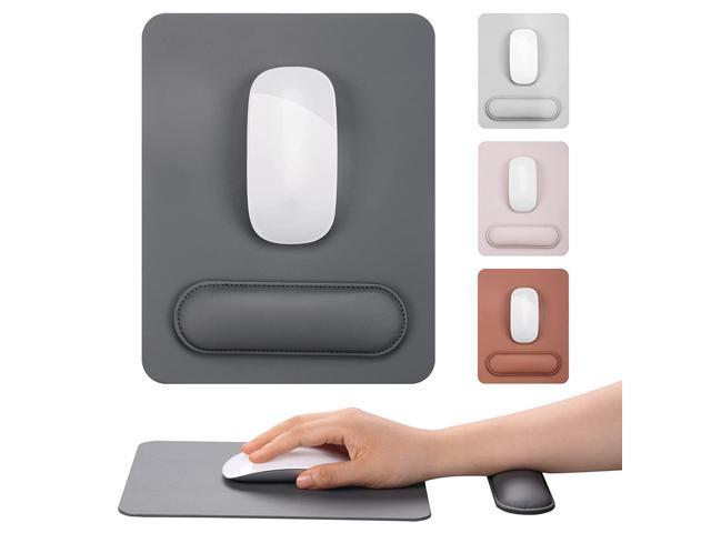 Mouse Pads Collection 2022 Vegan Leather Gray Mouse Pad With Wrist Support & Anti-Slip Base, Ergonomic Mouse Pad With Removable Magnetic Wrist.