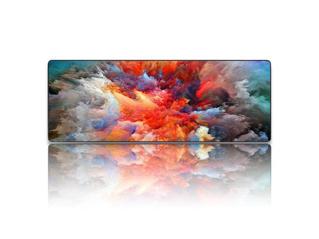Xxl Extended Large Gaming Mouse Pad Non-Slip Water-Resistant Rubber Cloth Computer Game Mouse Mat(35.4×15.75×0.1 Inch Colourful Clouds)