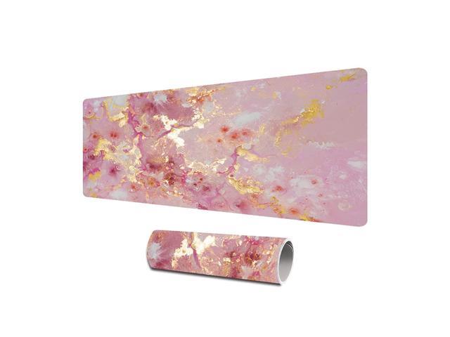 Rose Gold Large Mouse Pad, Cute Extended Gaming Desk Pad, Office Desk Mat, Pu Leather Waterproof Mousepad, Computer Pc Laptop Pads For School Office.