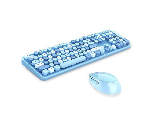 Ouleevii Wireless Keyboard And Mouse Combo,2.4G Usb Ergonomic Sweet Mixed Color Cute Full Size Keyboard With Numeric Keypad And Optical Mice Set.