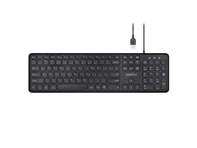 Periboard-210 Us Wired Full-Size Usb Keyboard With Quiet Keys For Desktop, Laptop, And Tablet - X Type Scissor Keys - Black - Us English (11726)