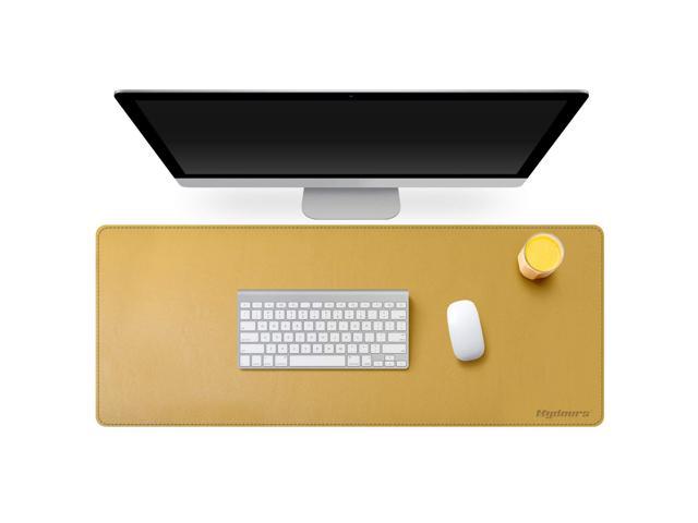 Desk Mat 95X40Cm Computer Keyboard Mouse Pad - Pu Leather Office Table Protector Cover Mat Large Gaming Mouse Pad (Yellow)