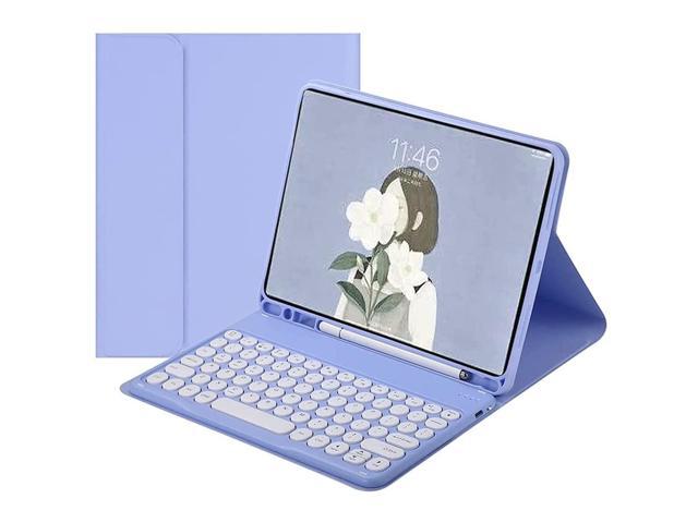 Cute Keyboard Case For Ipad Air 5Th/4Th Generation(10.9 Inch 2022&2020),Round Keys Detachable Magnets Bt Light Keyboard Case With Pencil Holder For.
