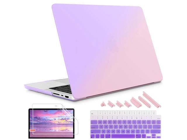 Compatible With Macbook Pro 14 Inch Case 2021 Release Model: A2442 M1 Pro/Max, Beautiful Gradient Purple Hard Shell Case With Keyboard Cover Screen.