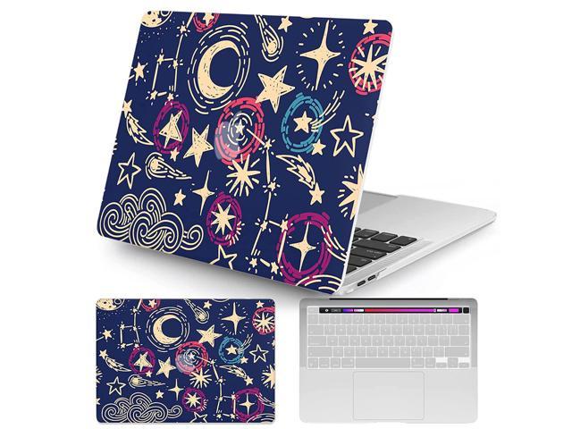Compatible With Macbook Pro 13 Inch Case 2020 2019 2018 2017 2016 Release M1 A2338/A2289/A2251 Laptop Hard Shell Case & Keyboard Cover, Moon & Stars