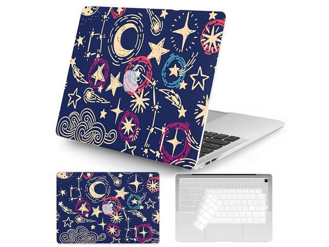 Compatible With Macbook Air 13 Inch Case 2020 2019 2018 Release A1932 A2179 M1 A2337 Touch Id, Plastic Hard Shell Case With Keyboard Cover, Moon & Stars