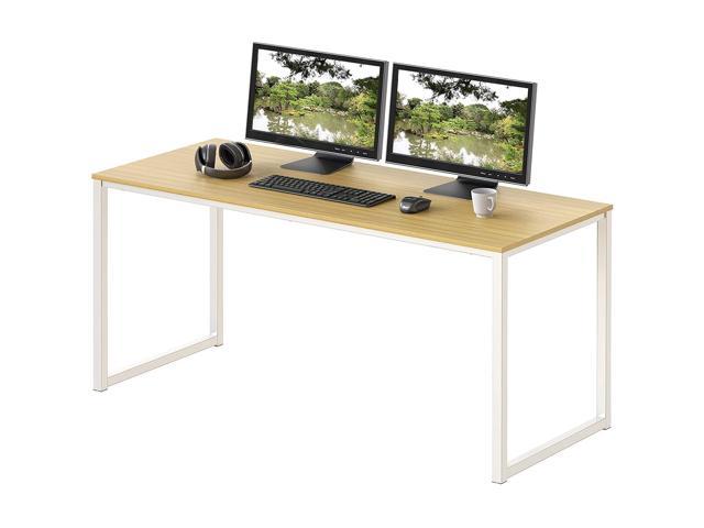 8Am Office Computer Desk, White Frame w/Oak Top, 48-Inch