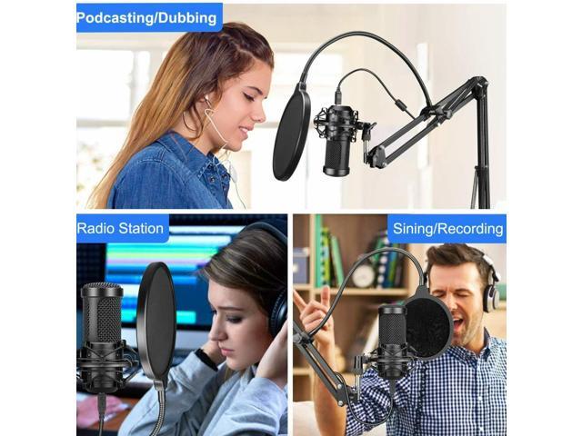 Aokeo Professional USB Streaming Podcast PC Condenser Microphone With Stand+Pop