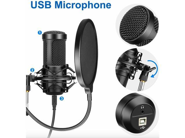 Aokeo Professional USB Streaming Podcast PC Condenser Microphone With Stand+Pop