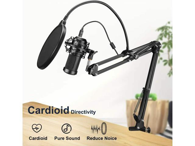 Aokeo Professional USB Streaming Podcast PC Condenser Microphone With Stand+Pop