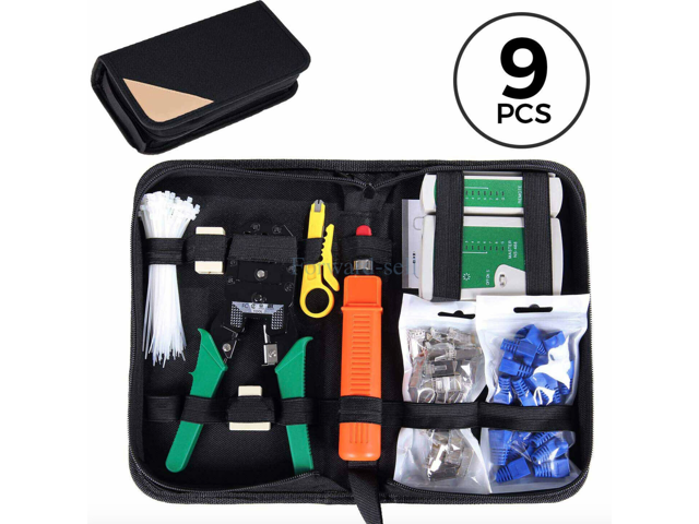 Network Repair Tool kit Ethernet LAN Cable Tester Crimper f RJ45/11/12 Cat5/5e