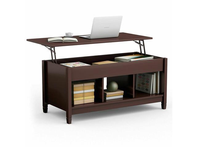 Lift Top Coffee Table w/ Hidden Compartment and Storage Shelves photo